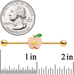14G Gold Tone Sweet Apple Industrial Barbell 38mm