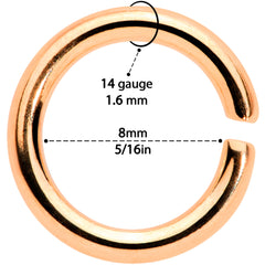 14G 5/16 Rose Gold Tone Anodized Seamless Cartilage Ring Set of 12