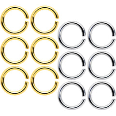14G 5/16 Steel Gold Tone Seamless Cartilage Ring Set of 12