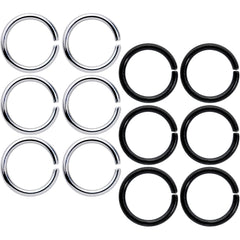 16G 5/16 Steel Black Anodized Seamless Cartilage Ring Set of 12