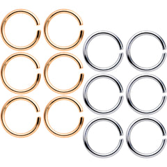16G 5/16 Steel Rose Gold Tone Seamless Cartilage Ring Set of 12