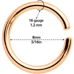 16G 5/16 Steel Rose Gold Tone Seamless Cartilage Ring Set of 12