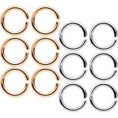 14G 5/16 Steel Rose Gold Tone Seamless Cartilage Ring Set of 12