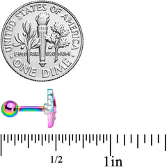 16G 1/4 Clear Gem Rainbow Ice Cream Cone Cartilage Tragus