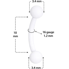 16G 5/16 White Acrylic Matte Curved Eyebrow Ring