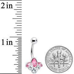 Clear Pink Gem Classic Cluster Belly Ring