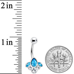 Clear Aqua Gem Classic Cluster Belly Ring