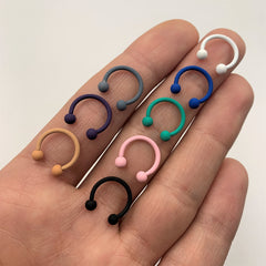 16G 3/8 Tan Matte Horseshoe Circular Barbell