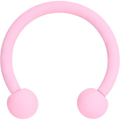 16G 3/8 Perfectly Pink Matte Horseshoe Circular Barbell