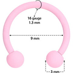 16G 3/8 Perfectly Pink Matte Horseshoe Circular Barbell
