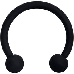16G 3/8 Beauteous Black Matte Horseshoe Circular Barbell