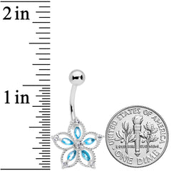 Aqua Clear CZ Gem Airy Flower Belly Ring