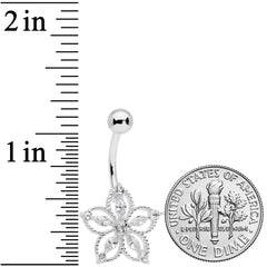 Clear CZ Gem Airy Flower Belly Ring