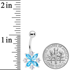 Aqua Clear CZ Gem Star Burst Belly Ring