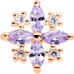 16G 1/4 Purple CZ Gem Rose Gold Tone Star Burst Cartilage Tragus