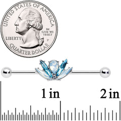 14G Blue White Faux Opal Baroque Beauty Industrial Barbell 38mm