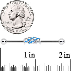 14G Clear Gem Blue Celtic Knot Industrial Barbell 38mm