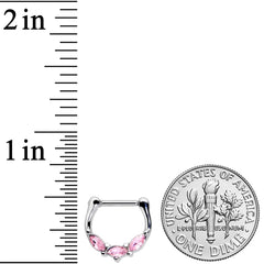 16G 5/16 Pink Gem Oval Trio Cartilage Clicker