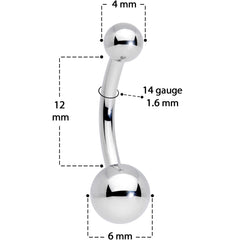 14G 3/8 Grade 23 Small Ball Titanium Belly Ring Curved Barbell