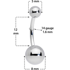 14G 7/16 Grade 23 Titanium Belly Ring Curved Barbell