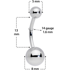 14G 1/2 Grade 23 Titanium Belly Ring Curved Barbell