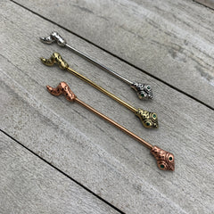 14G Green Gem Rose Gold Tone Tribal Serpent Industrial Barbell 38mm