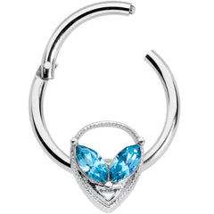 16G 3/8 Aqua Gem Alien Hinged Circular Ring