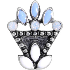 16G 1/4 White Blue Faux Opal Ornate Labret Monroe Tragus