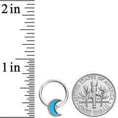 16G 3/8 Faux Turquoise Crescent Moon Hinged Segment Ring