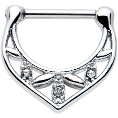 16G 5/16 Clear Gem Classic Geometric Cartilage Clicker