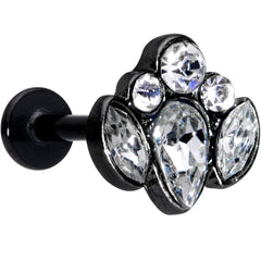 16G 5/16 Clear Gem Black Cluster Labret Monroe Tragus