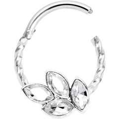 16G 3/8 Clear Gem Oval Quartet Twisted Cartilage Clicker