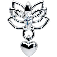 16G 5/16 Clear Gem Lotus Heart Dangle Labret Monroe Tragus