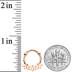 16G 3/8 Clear Gem Rose Gold Tone White Leaves Cartilage Clicker