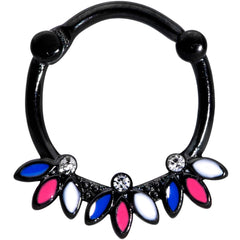 16G 3/8 Clear Gem Black Blue Pink White Leaves Cartilage Clicker