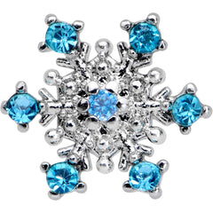 16G 1/4 Aqua Gem Snowflake Christmas Cartilage Tragus Earring