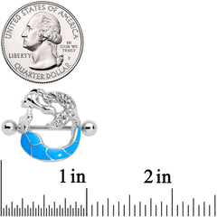 14G 9/16 Clear Gem Blue Mermaid Nipple Shield Set