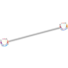 14G Aurora CZ Gem Threadless Industrial Barbell 38mm
