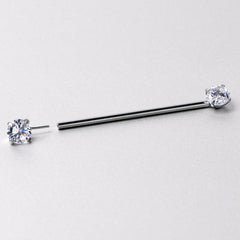 14G Clear CZ Gem Threadless Industrial Barbell 38mm