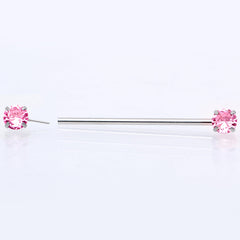14G Pink CZ Gem Threadless Industrial Barbell 38mm