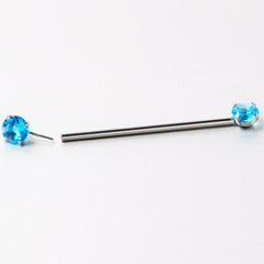 14G Aqua CZ Gem Threadless Industrial Barbell 38mm