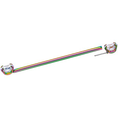 14G Clear CZ Gem Rainbow Threadless Industrial Barbell 38mm