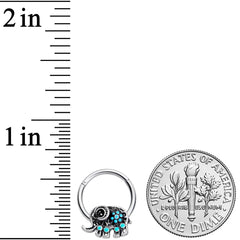 16G 3/8 Aqua Orb Curvy Elephant Hinged Segment Ring
