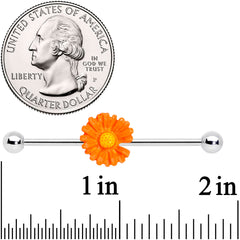 14G Orange Daisy Industrial Barbell 38mm