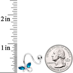 Aqua Aurora Gem Loop Butterfly Spiral Twister Belly Ring