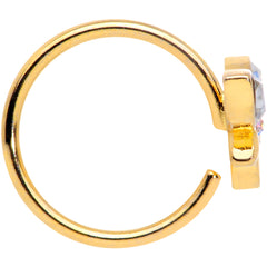 18G 3/8 Clear Aurora Gem Gold Tone Loop Butterfly Nose Hoop
