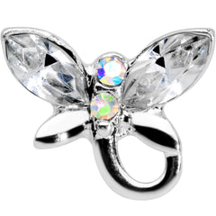 16G 1/4 Clear Aurora Gem Loop Butterfly Cartilage Tragus Earring