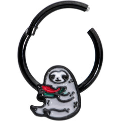 16G 3/8 Black Watermelon Sloth Hinged Segment Ring