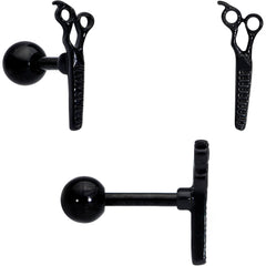 16G 1/4 Black Gold Tone Scissors Hair Cartilage Tragus Set of 3