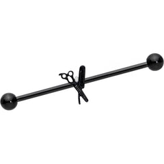 14G Black Scissors Comb Industrial Barbell 38mm